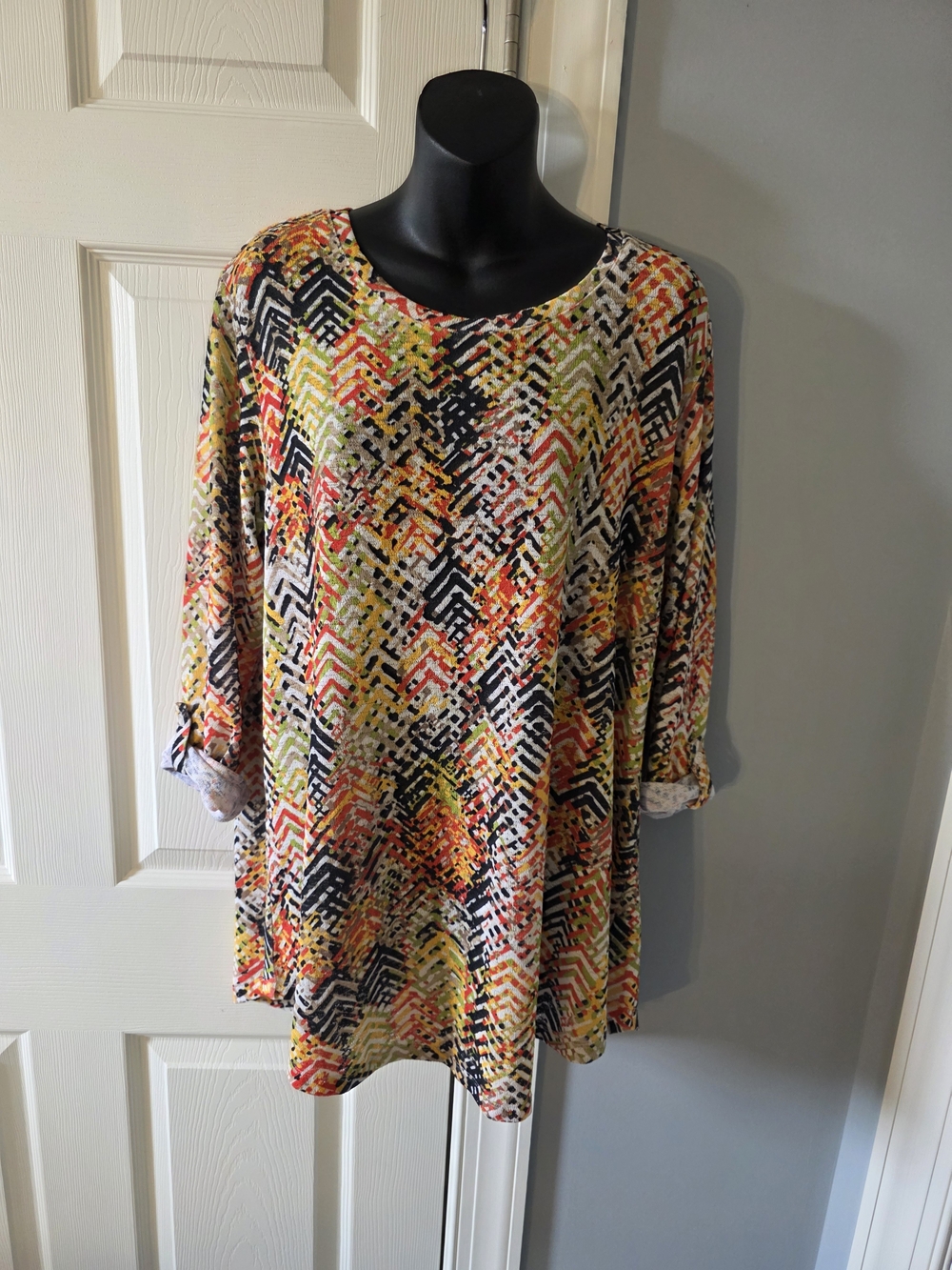 Premise Multicolor Abstract Chevron Print Top